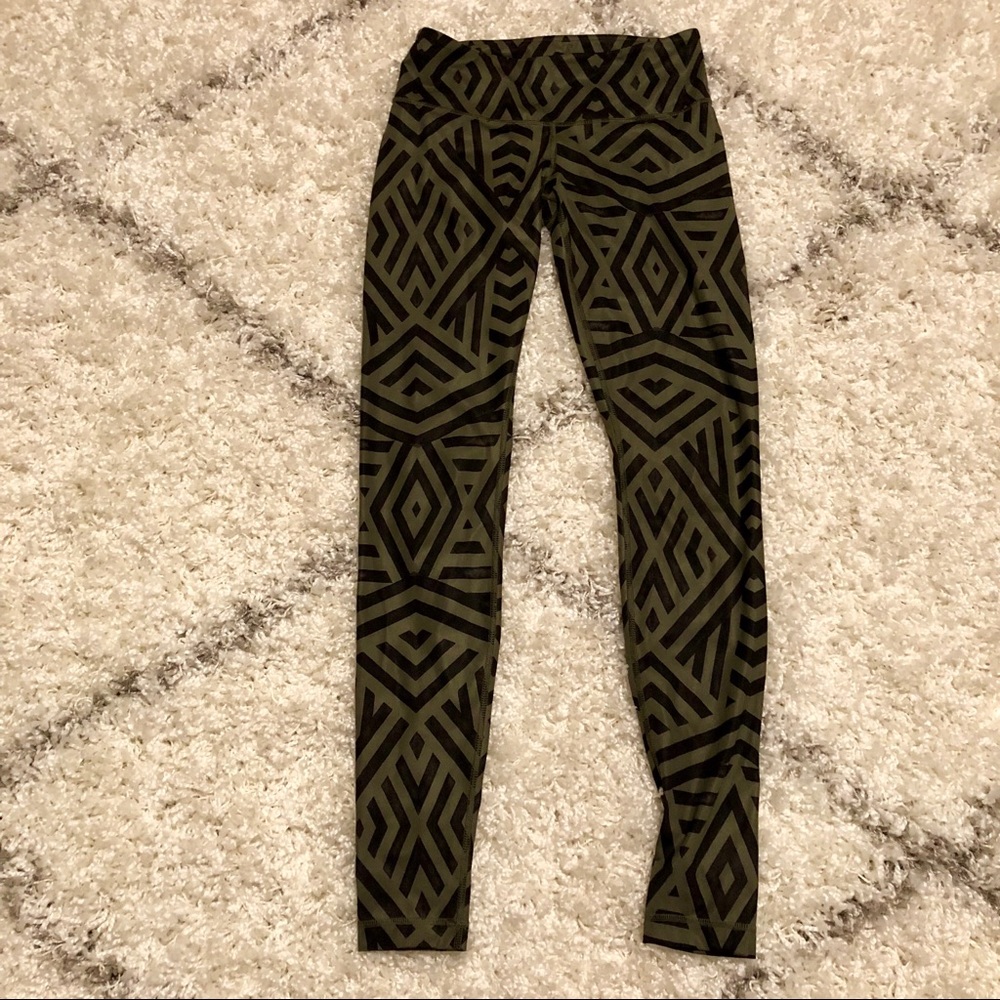 Lululemon Wunder Under Olive Aztec Full Length